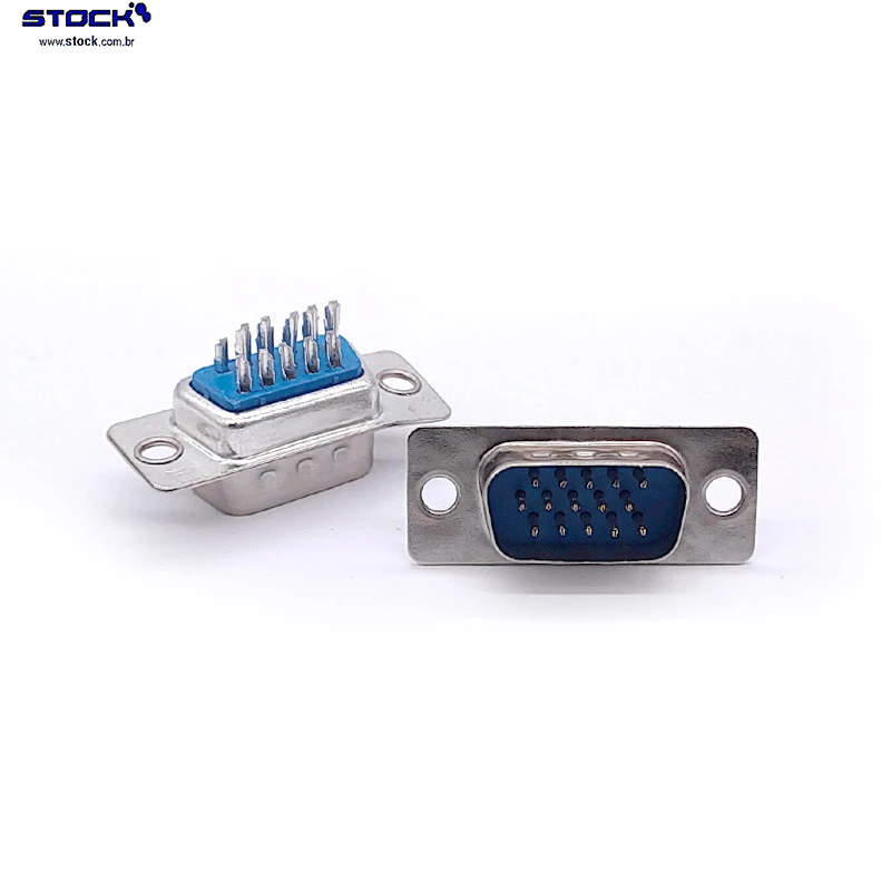 D-Sub-High-Density---VGA-DB-15-Pinos-Macho-Solda-fio-180-Graus----Azul