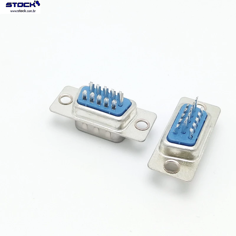 D-Sub High Density - VGA DB 15 Pinos Macho Solda fio 180 Graus  - Azul