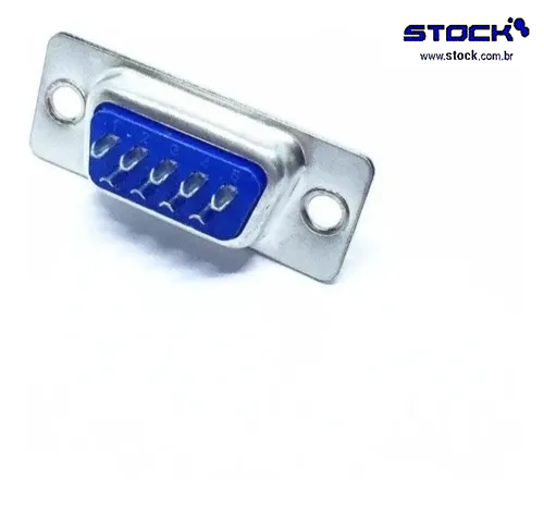 Conector tipo D-Sub DB 09 Vias Fêmea Fileira dupla – Solda Fio 180 Graus - Azul