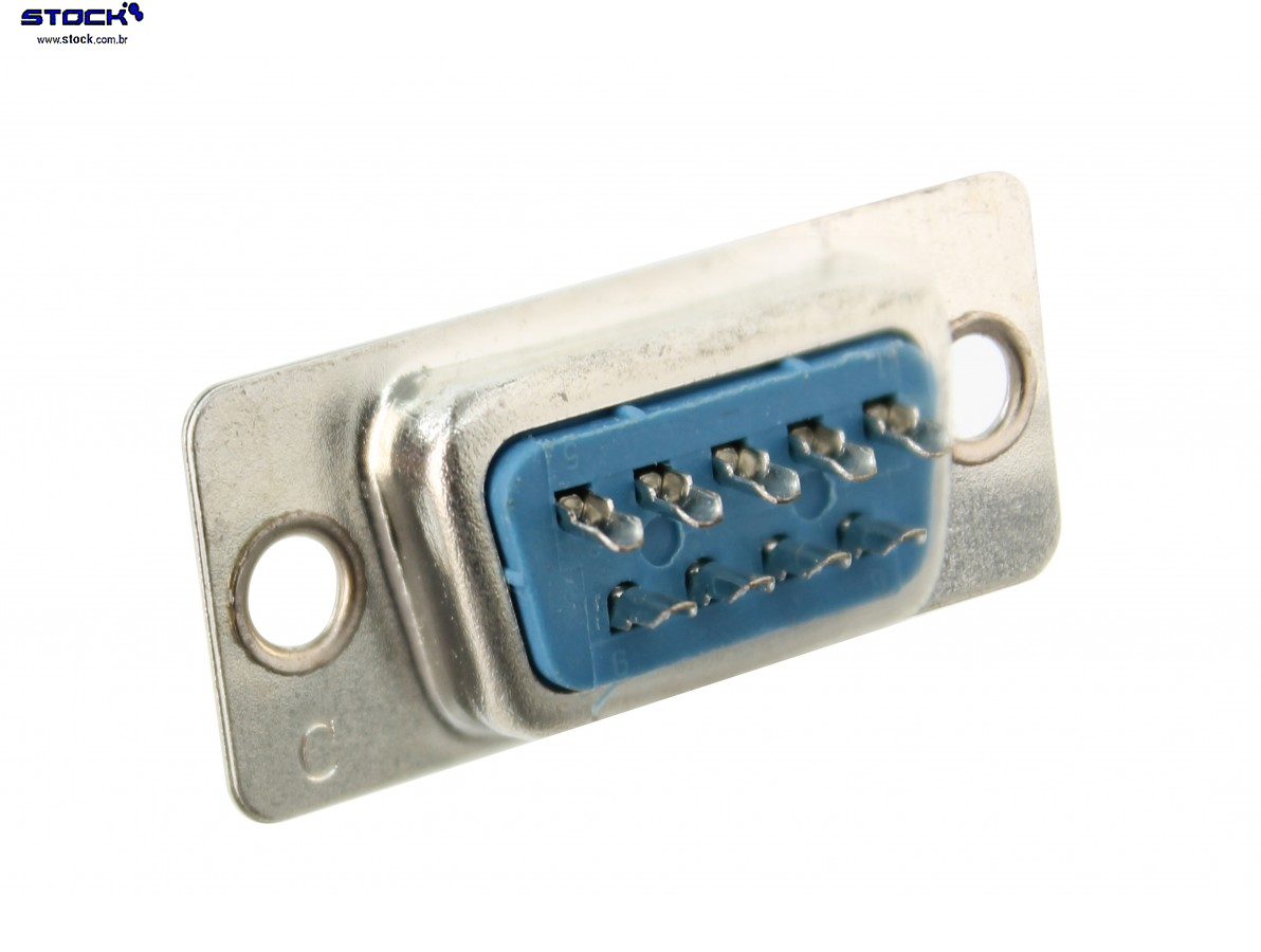 Conector tipo D-Sub DB 09 Pinos Macho Fileira dupla – Solda Fio 180 Graus - Azul