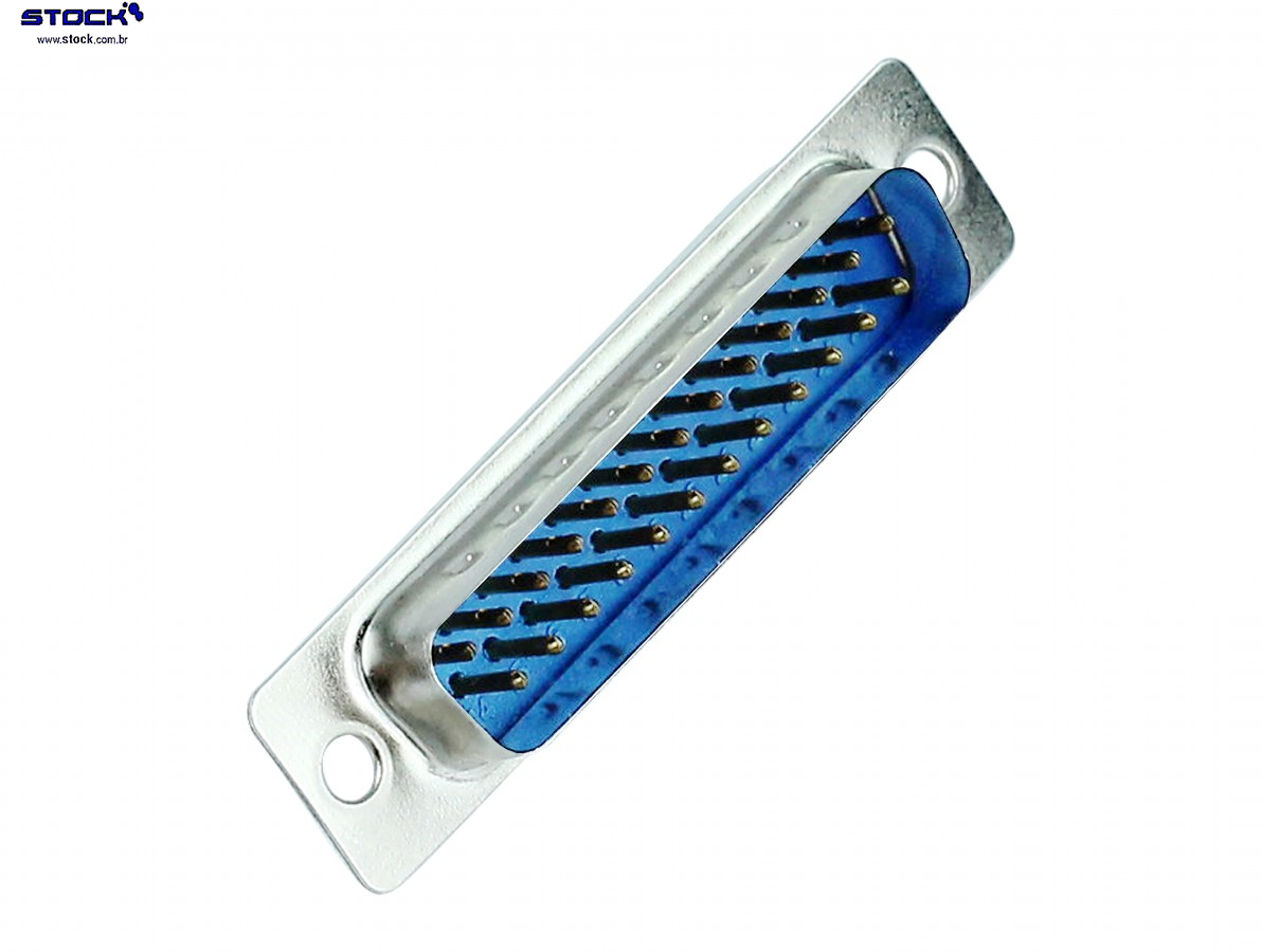 Conector tipo D-Sub DB 25 Pinos Macho Fileira dupla – Solda Fio 180 Graus - Azul