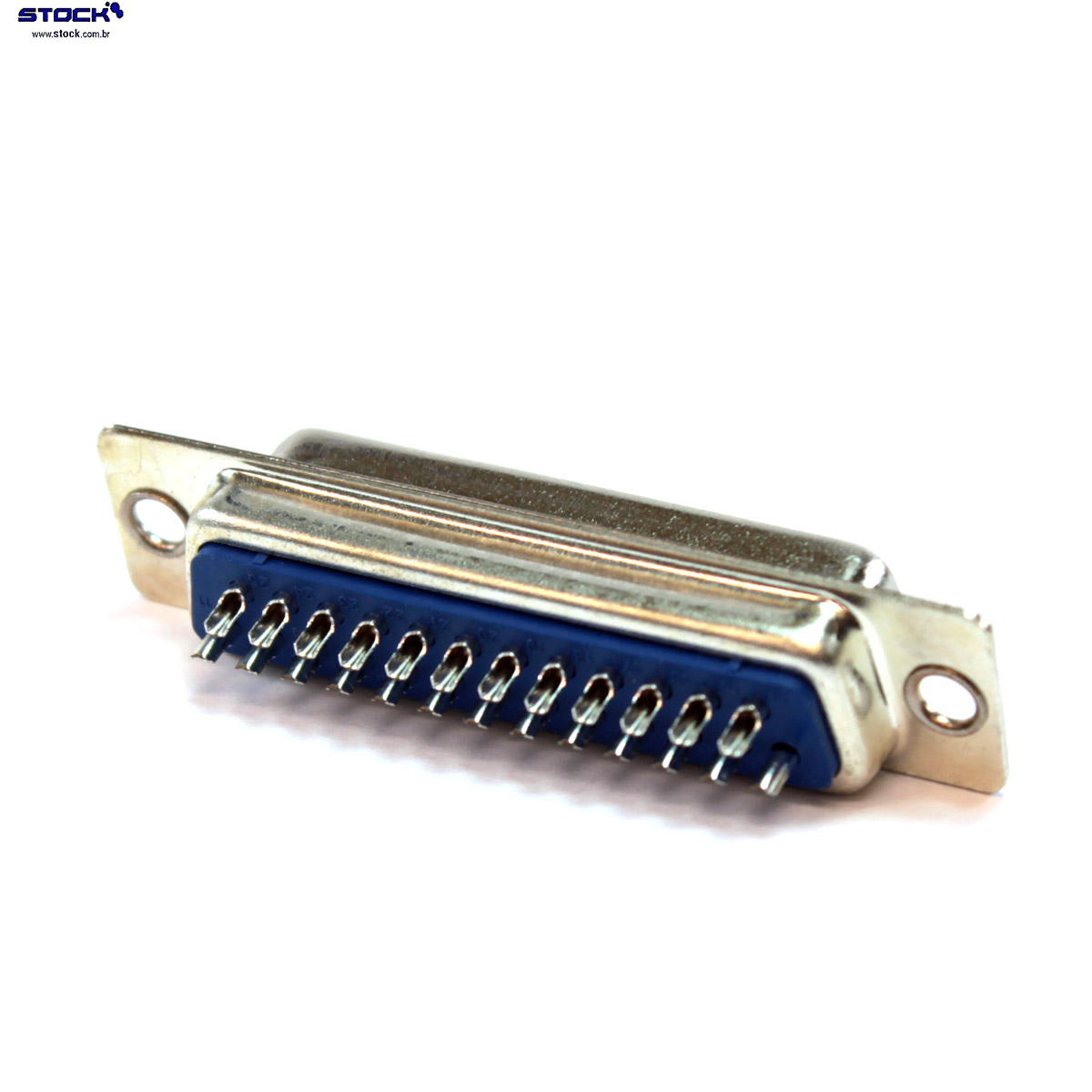 Conector tipo D-Sub DB 25 Pinos Macho Fileira dupla – Solda Fio 180 Graus - Azul