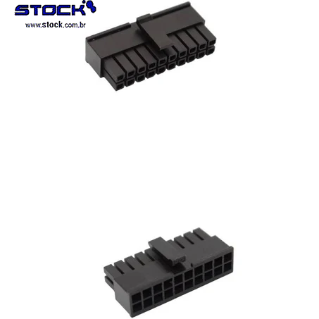 Alojamento Fêmea Micro Fit 20 Vias – Fileira dupla 2x10 - Ligação cabo-cabo - Pitch 3,00mm preto