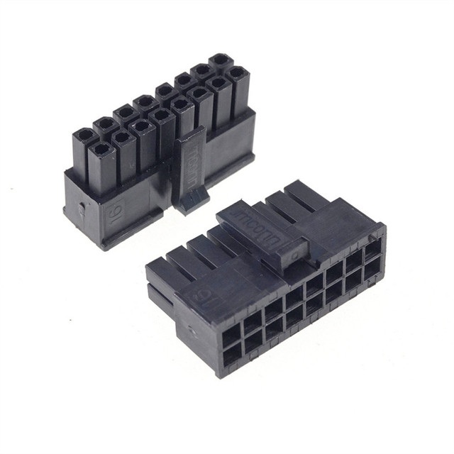 Alojamento Fêmea Micro Fit 16 Vias – Fileira dupla 2x08 - Ligação cabo-cabo - Pitch 3,00mm preto