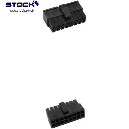 Alojamento Fêmea Micro Fit 16 Vias – Fileira dupla 2x08 - Ligação cabo-cabo - Pitch 3,00mm preto