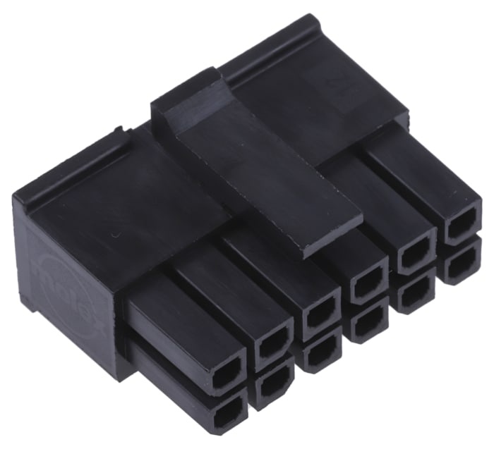 Alojamento Fêmea Micro Fit 12 Vias – Fileira dupla 2x06 - Ligação cabo-cabo - Pitch 3,00mm preto