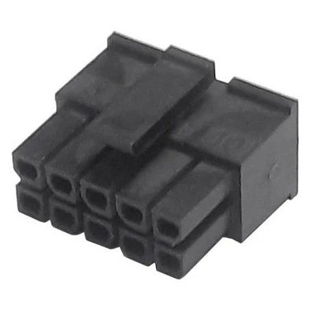 Alojamento Fêmea Micro Fit 10 Vias – Fileira dupla 2x05 - Ligação cabo-cabo - Pitch 3,00mm preto