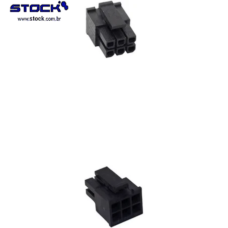 Alojamento Fêmea Micro Fit 06 Vias – Fileira dupla 2x03 - Ligação cabo-cabo - Pitch 3,00mm preto