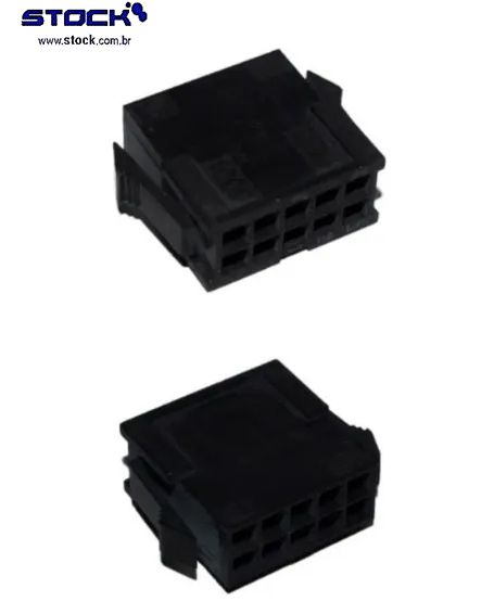 Alojamento macho Micro Fit 10 Pinos – Fileira dupla 2x05 - Ligação cabo-cabo - Pitch 3,00mm preto