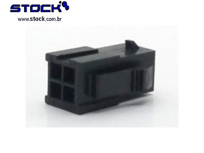 Alojamento macho Micro Fit 04 Pinos – Fileira dupla 2x02 - Ligação cabo-cabo - Pitch 3,00mm preto