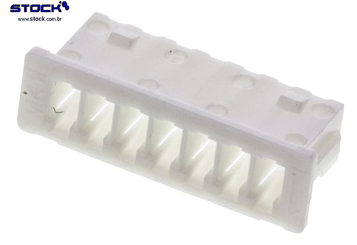 Alojamento Fêmea Placa-cabo Fileira Simples Pico Blade 07 vias - Pitch 1,25mm - Branco