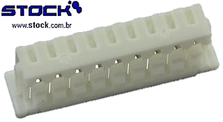 Alojamento Fêmea Placa-cabo Fileira Simples Pico Blade 09 vias - Pitch 1,25mm - Branco