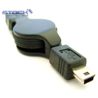 Cabo USB Câmera A Macho x Mini-M 5 Pinos Retrátil 1.50m Preto