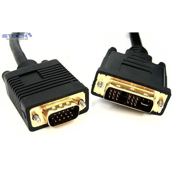 Cabo-Monitor-DVI-A-Macho-Single-link-(125)-x-VGA-Macho-(-15-pinos-)----Contatos-dourado---com-filtro-300-mts-Preto