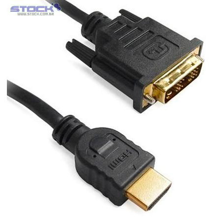 Cabo Dual Link Monitor HDMI Macho x DVI-D Macho 25 pinos (24+1) - contatos dourado - V 1.4 - com Filtro 3.00 Mts Preto