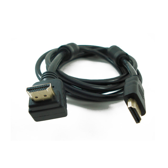 Cabo Monitor HDMI Macho x HDMI Macho Ponteira 90 Graus 2.00 Mts  - Contatos dourado V 1.4- Com Filtro Preto