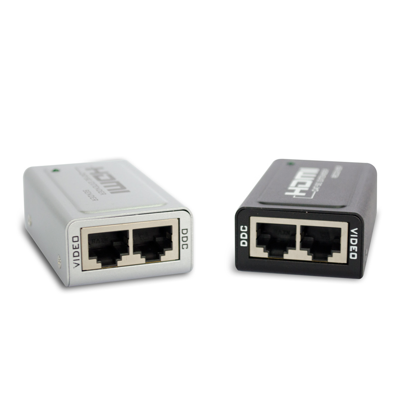 Adaptador Extensor HDMI Fêmea para RJ45 Fêmea Cinza / Preto