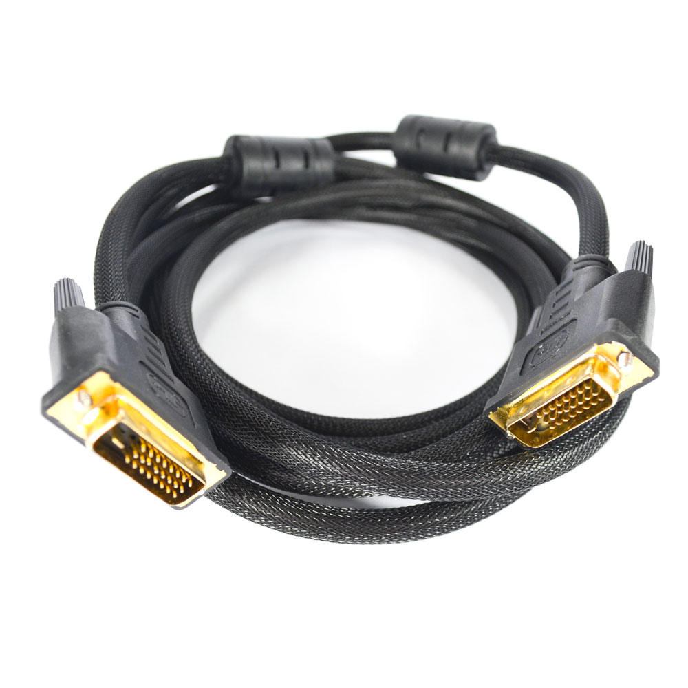 Cabo Dual Link Monitor DVI-D 25 Macho x DVI-D 25 Macho - Contatos dourado - com filtro 3.00 Mts Preto