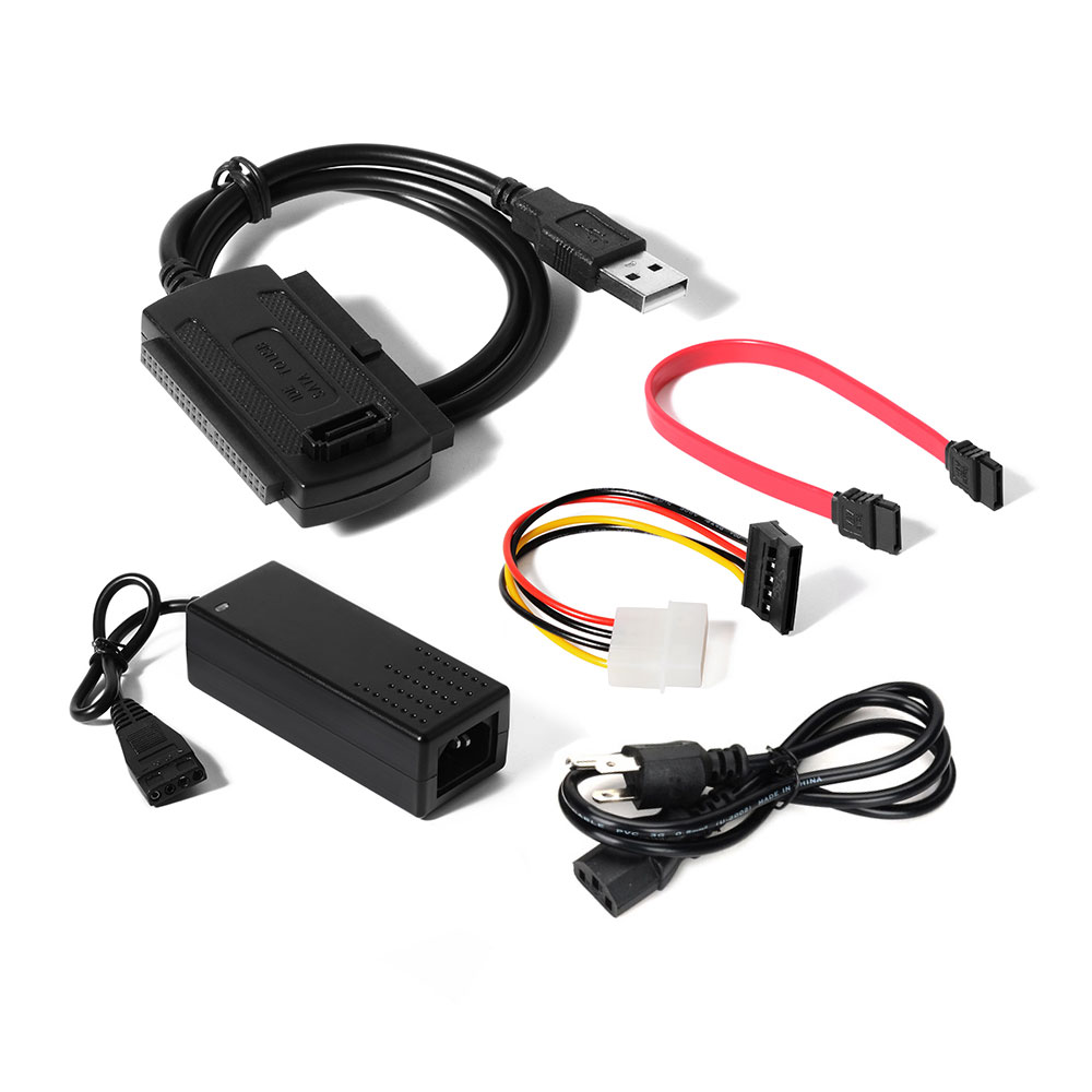 Cabo Conversor USB para IDE Sata 1.80m para HD 2.5 / 3.5 Preto