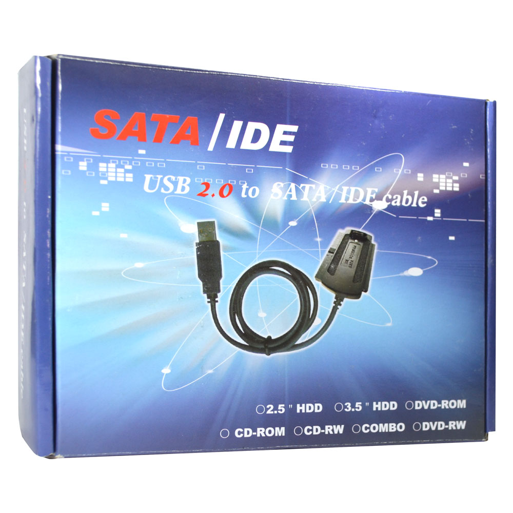 Cabo Conversor USB para IDE Sata 1.80m para HD 2.5 / 3.5 Preto