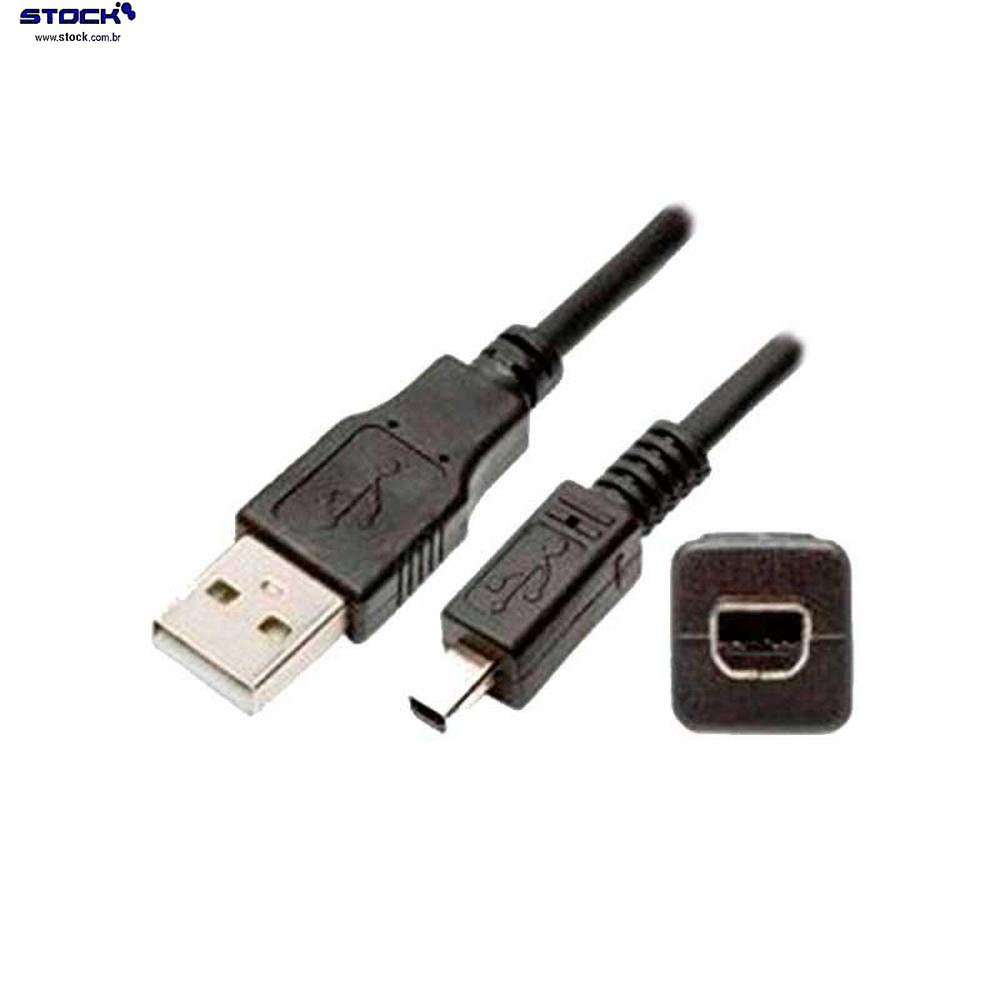 Cabo USB A Macho x Mini B Macho 4 Pinos 1.50m Preto