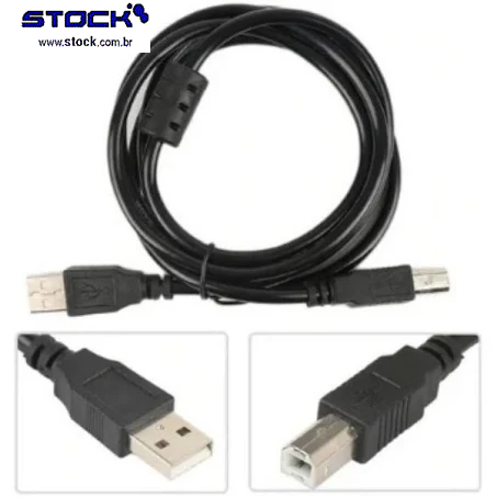 Cabo USB A Macho x B Macho 1.80m Versão 2.0 Preto com Filtro