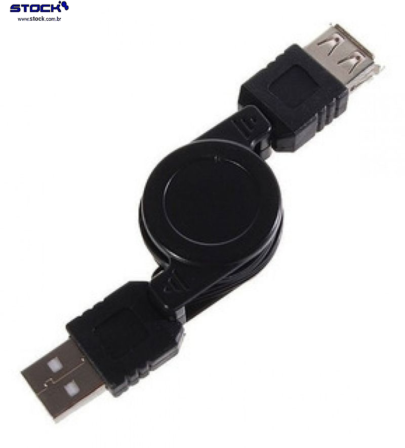 Cabo USB Retratil A Macho x A Fêmea 1.00m Preto